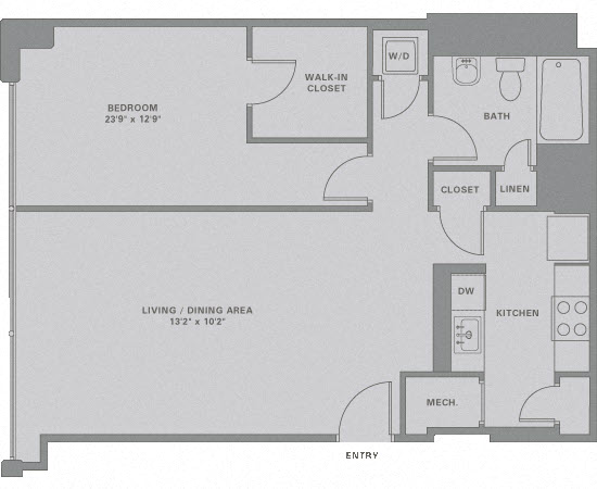 Floorplan for Apartment #01-202, 1 bedroom unit at Halstead Haverhill